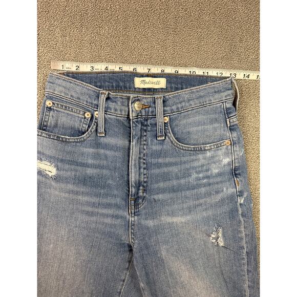 Madewell Classic Straight Jean Distressed Denim High Rise Size 26 - Picture 6 of 11